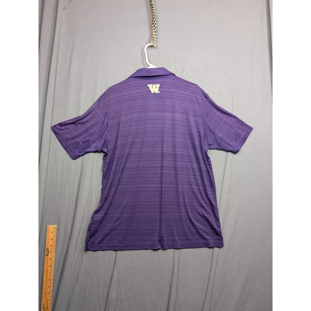 Mens‎ Champion Polo Shirt  Size XL Purple Gold Stripe Huskies